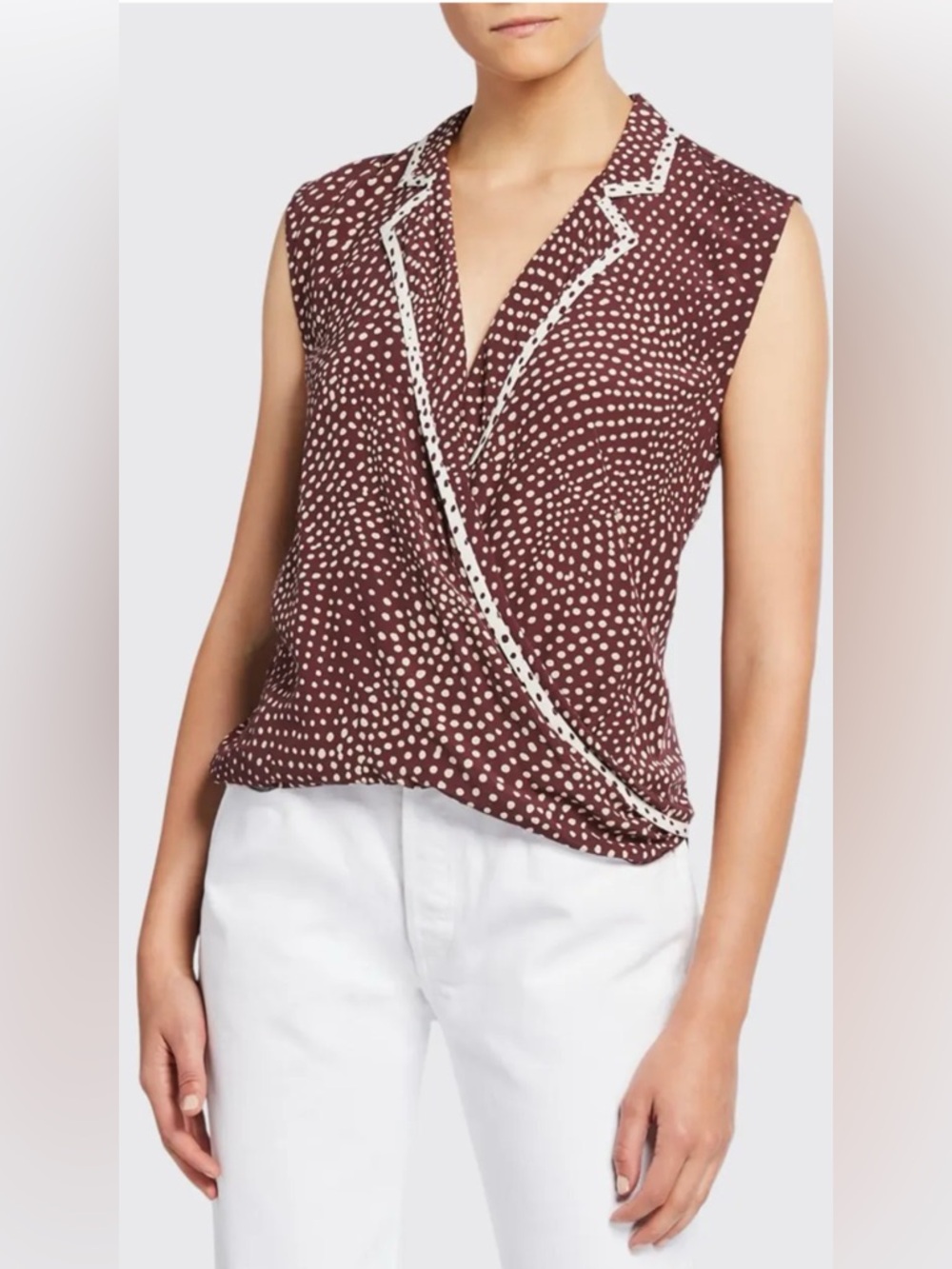 Rag & Bone Dean Dot Print Sleeveless Wrap Top